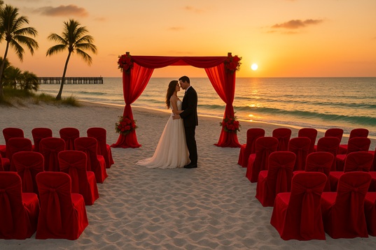 Quiet beach wedding setting on Anna Maria Island